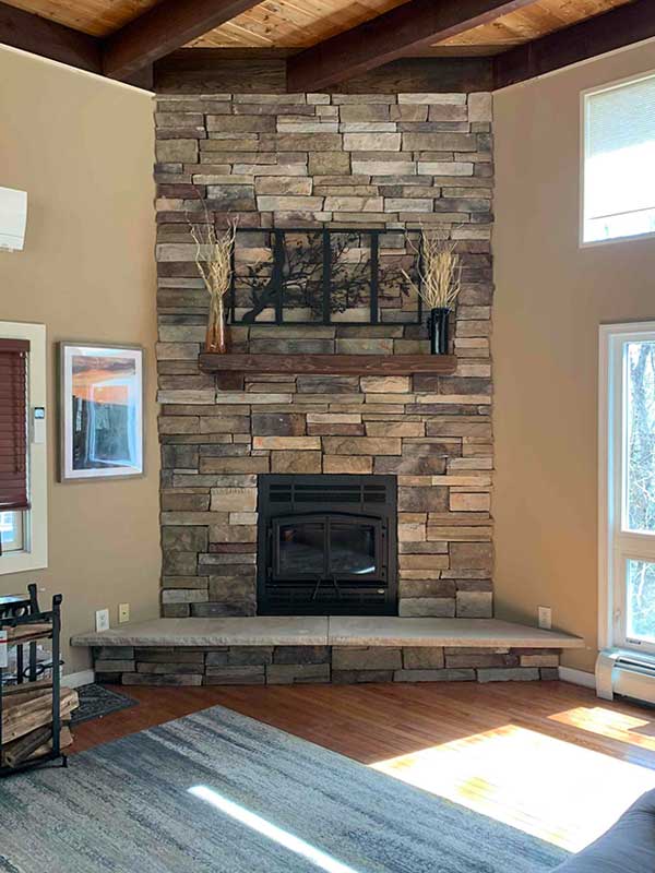Finished Stone Fireplace in Living Room - Lackawanna County PA - Integrity Chimney Service