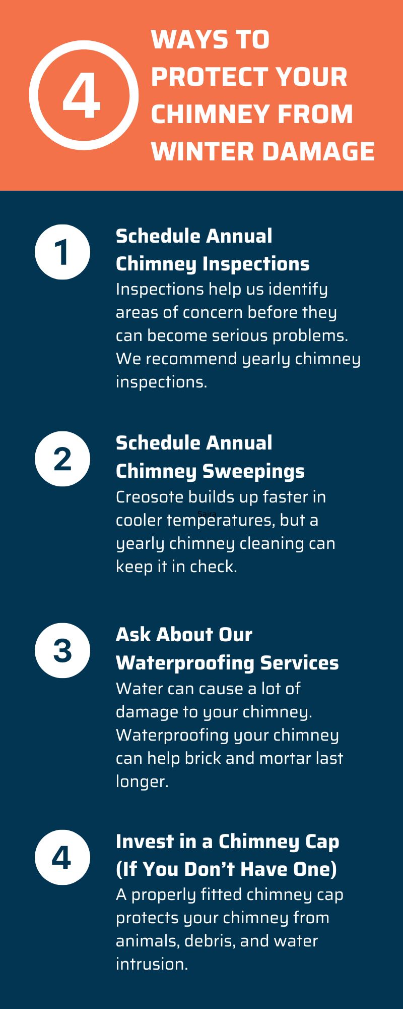 original infographic on ways to protect your chimney from winter damage
