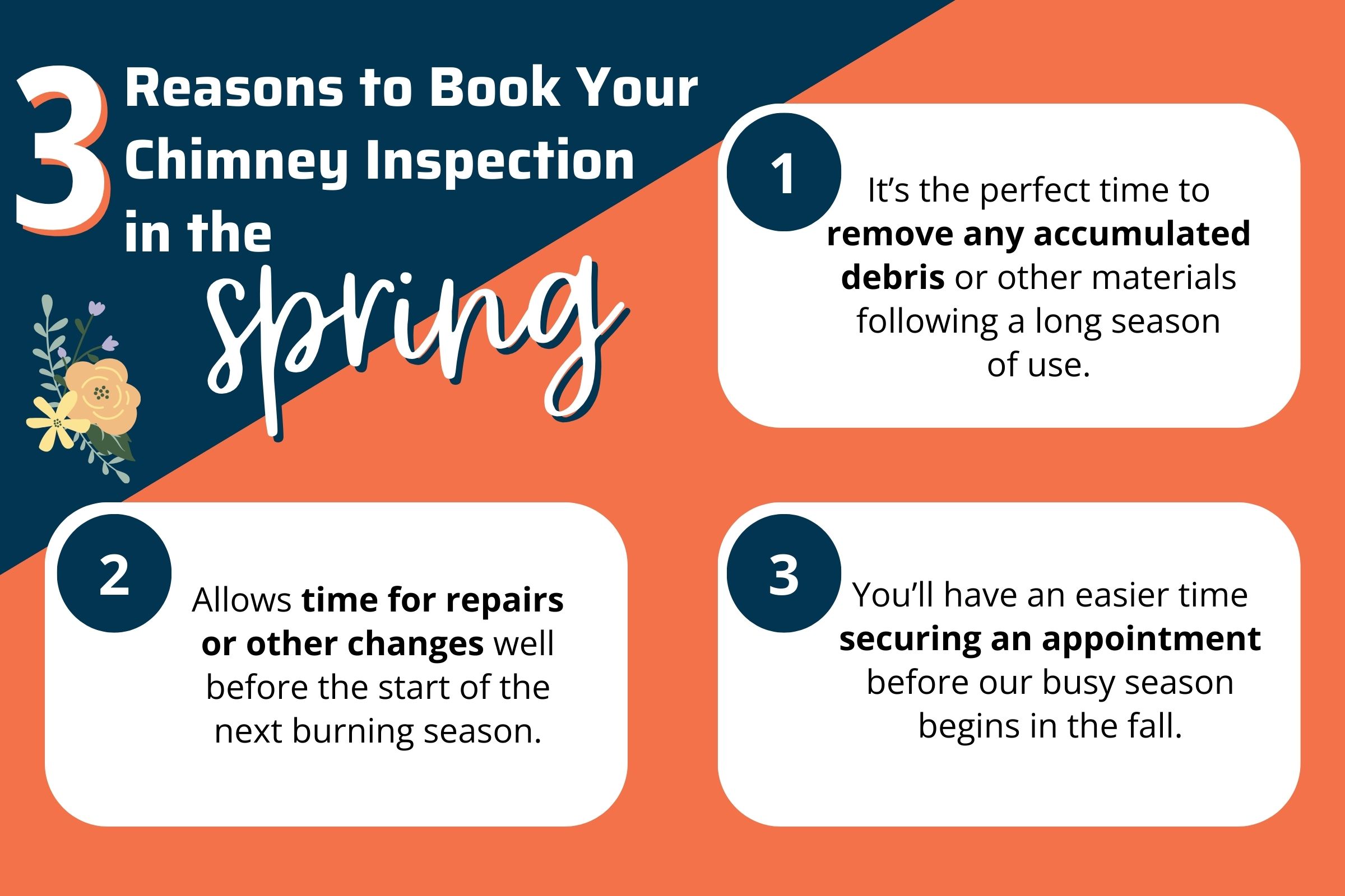 original infographic stating why Spring or Summer Is the Perfect Time To Schedule a chimney inspection